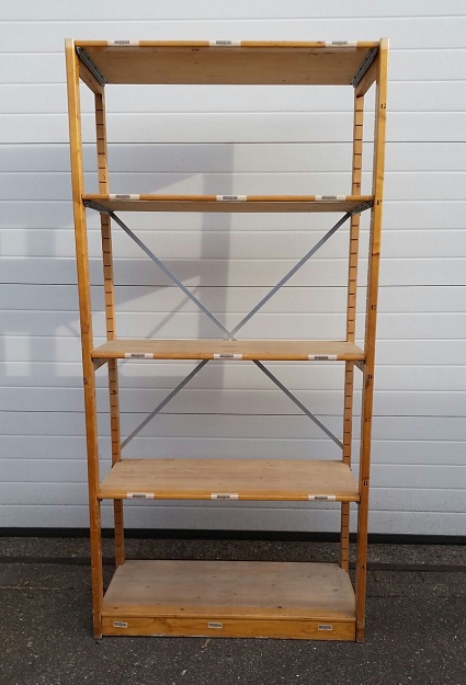 enkele bruynzeel massief houten stellingkast 